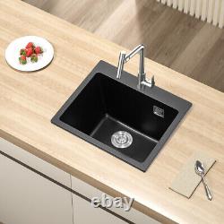 1.0 Bowl Inset/Undermount Kitchen Sink Quartz Stone with Drainer Waste Deep Bowl