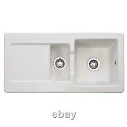 1.5 Bowl White Ceramic Kitchen Sink, Includes Waste Kits Franke Livorno LIK651