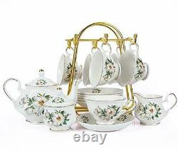 21-Piece Porcelain Ceramic Coffee Tea Gift Sets, Cups& Saucer Service for 6