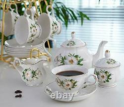 21-Piece Porcelain Ceramic Coffee Tea Gift Sets, Cups& Saucer Service for 6