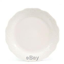24-PC Elegant Dinnerware Embossed Lace Set, Dishes Plates and Bowls, Linen Color