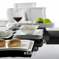 26PC Complete Dinner Set Wave Plates Bowls Ceramic Dinnerware Kitchen Dining Set
