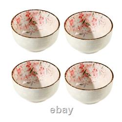 2/4pc 5.1inch Flower Bowl Set Ceramic Fruit Bowl Soup Rice Oatmeal Bowl Set