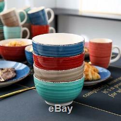 32Pc Dinner Set Plates Mugs Bowls Ceramic Multi Colour Crockery Dining Set for 8