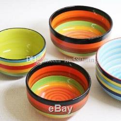 3 Bright Coloured Large Ceramic Cereal Bowls Soup Bowls, 15 CM, MANY DESIGNS