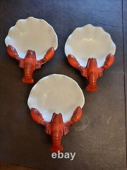 3 lobster ceramic bowls