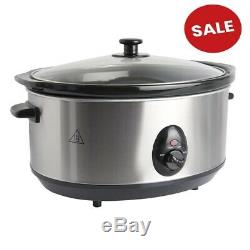 3l Slow Cooker Stainless Steel + Removable Inner Ceramic Bowl 180w 3 Settings