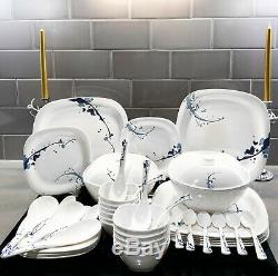 44 piece Melamine Dinner Set Tableware Rice Dish Square Plate Bowl Home Outdoor