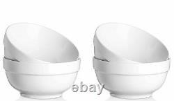 4 Edge white round Ceramic Stoneware Soup & Cereal Bowl 15CM, BIG SIZE
