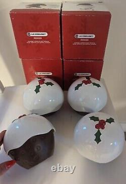 4 Le Creuset Limited Edition Christmas Pudding Stoneware Lidded Bowls