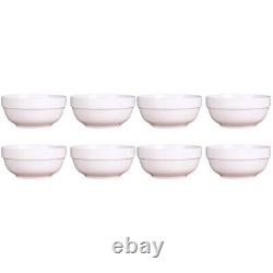 4 Pcs Dinnerware Extra Large Serving Bowl Pure White Ceramic Noodle