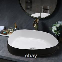 550x400x140mm Bathroom Wash Basin Ceramic Irregular Countertop Sink Black Bowl