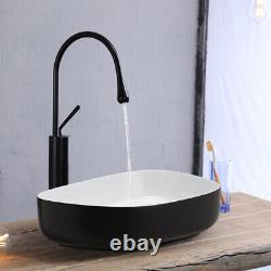 550x400x140mm Bathroom Wash Basin Ceramic Irregular Countertop Sink Black Bowl