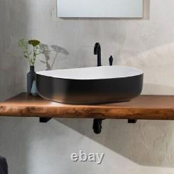 550x400x140mm Bathroom Wash Basin Ceramic Irregular Countertop Sink Black Bowl