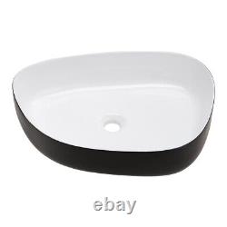 550x400x140mm Bathroom Wash Basin Ceramic Irregular Countertop Sink Black Bowl