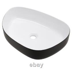 550x400x140mm Bathroom Wash Basin Ceramic Irregular Countertop Sink Black Bowl