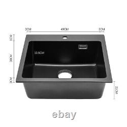 550x490mm Inset/Undermount Kitchen Sink Quartz Stone Single Bowl withDrainer Kit