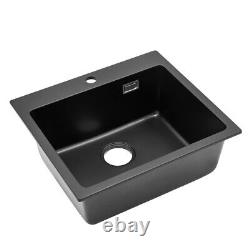 550x490mm Inset/Undermount Kitchen Sink Quartz Stone Single Bowl withDrainer Kit