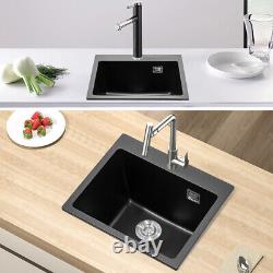 550x490mm Inset/Undermount Kitchen Sink Quartz Stone Single Bowl withDrainer Kit