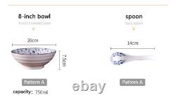 5-color Ceramic Bowl Dishes Kitchen Ramen Tableware Bucket Porcelain Plates Food