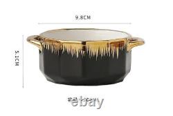 8pcs Soup Noodle Bowl Serving Set Luxurious Golden Rim Ceramic Hotpot Eid Gift