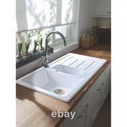 ABODE ACTON 1.5 BOWL FIRECLAY CERAMIC SINK REVERSIBLE DRAINER 500X177mm RRP £389