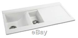 Abode AW1004 1.5 Bowl 1000mm x 510mm Fireclay Ceramic Sink in White FA9360