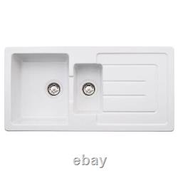 Abode Acton 1.5 Bowl Ceramic Kitchen Sink With Reversible Drainer 1000mm L x 500