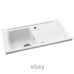 Abode Milford 1.0 Bowl Ceramic Kitchen Sink With Reversible Drainer 860mm L x 50