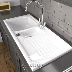 Abode Milford 1.5 Bowl Ceramic Kitchen Sink with Reversible Drainer 1000mm L x 5