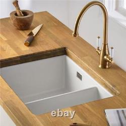 Abode Sandon 1.5 Bowl Ceramic Kitchen Sink 595mm L x 460mm W White