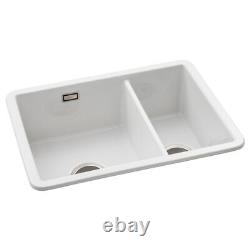 Abode Sandon 1.5 Bowl Ceramic Kitchen Sink 595mm L x 460mm W White