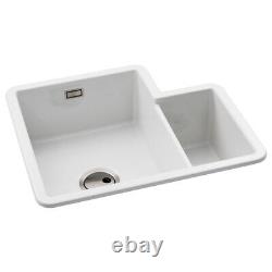 Abode Sandon 1.5 Bowl Ceramic Kitchen Sink 595mm L x 520mm W White