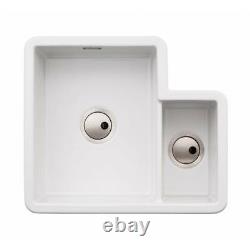 Abode Sandon 1.5 Bowl Ceramic Kitchen Sink with Tap Gap, White
