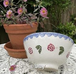 Antique 19th Century Spongeware Pottery Bowl