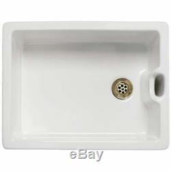 Astini Belfast 100 1.0 Bowl White Ceramic Kitchen Sink & Bronze Plug Waste