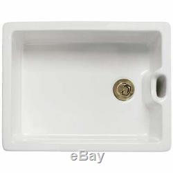 Astini Belfast 100 1.0 Bowl White Ceramic Kitchen Sink & Bronze Plug Waste