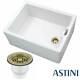 Astini Belfast 100 1.0 Bowl White Ceramic Kitchen Sink & Bronze Strainer Waste