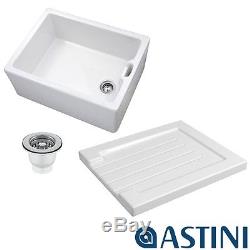 Astini Belfast 100 1.0 Bowl White Ceramic Kitchen Sink, Drainer & Strainer Waste