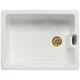 Astini Belfast 100 1.0 Bowl White Ceramic Kitchen Sink & Gold Plug Waste
