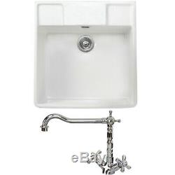 Astini Belfast 590 1.0 Bowl White Ceramic Kitchen Sink & Chrome Waste
