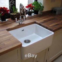Astini Belfast 600 1.0 Bowl Gloss White Ceramic Butler Kitchen Sink & Waste