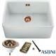 Astini Belfast 600 1.0 Bowl White Ceramic Kitchen Sink & Copper Waste
