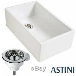 Astini Belgrave 760 1.0 Bowl White Ceramic Kitchen Sink & Chrome Waste