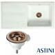 Astini Canterbury 100 1.0 Bowl Gloss White Ceramic Kitchen Sink & Copper Waste