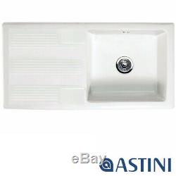 Astini Canterbury 100 1.0 Bowl Gloss White Ceramic Kitchen Sink & Waste