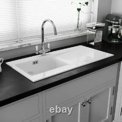 Astini Desire 100 1.0 Bowl Gloss White Ceramic Kitchen Sink & Chrome Waste