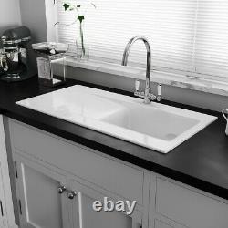 Astini Desire 100 1.0 Bowl Gloss White Ceramic Kitchen Sink & Chrome Waste