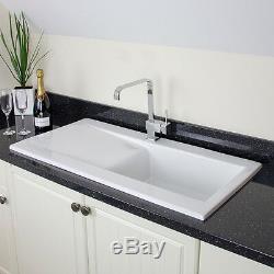 Astini Desire 100 1.0 Bowl Gloss White Ceramic Kitchen Sink, Waste & 5E Tap