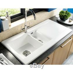 Astini Desire 150 1.5 Bowl Gloss White Ceramic Kitchen Sink & Waste
